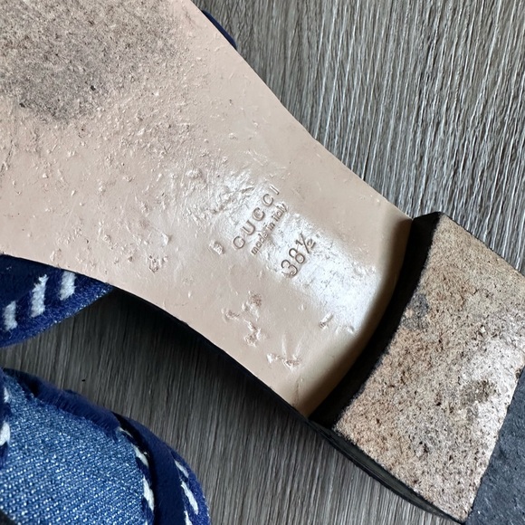 Authentic Gucci Jane Logo Denim Slide Resort Sandals Size 38.5  - 8.5 - Picture 7 of 7